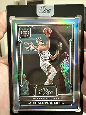 #ad 2022 23 Panini One And One Michael Porter Jr 39 40 Blue Foil Holo Base Encased $70.00