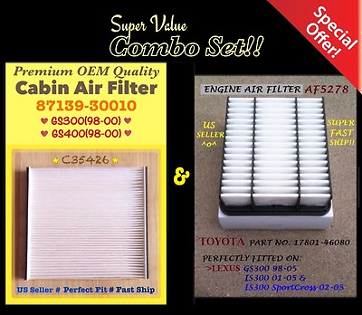 #ad ENGINE AND CABIN AIR FILTER Fits Lexus GS300 1999 2000 Great Fit US Seller $18.95