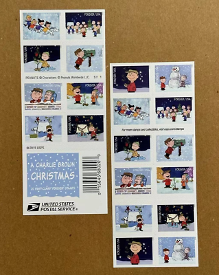 #ad Pane of 20 Charlie Brown Xmas Stamp 1 Sheet Postage Stamps Collectible Stamps $13.99