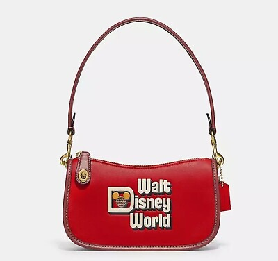 #ad NWT Disney X Coach Swinger 20 With Walt Disney World Motif Electric Red C8621 $149.00