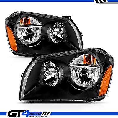 #ad For 2005 2007 Dodge Magnum Black Replacement Headlights Driver Passenger Pair $161.29