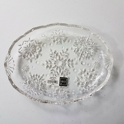#ad Mikasa Crystal Snowflake Sweet Dish Dessert Tray Candy Dish 9.25 inches New $14.49