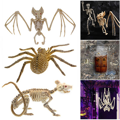 #ad Halloween Animals Skeleton Bones Prop Party Decoration Rat Spider Bat Ornament $8.64