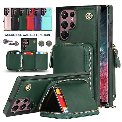 #ad Zipper Leather Wallet Stand Case For Galaxy S22 Ultra S21 FE S20 S10e Note20 10 $12.34