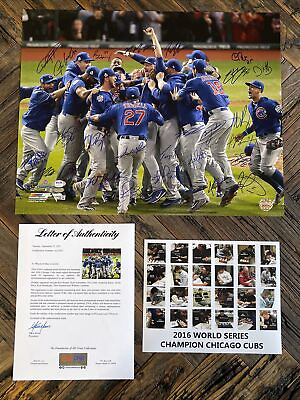 #ad Chicago Cubs 2016 WS Champ Team Autographed Photo Signed by 26 Fanatics PSA DNA $4999.99