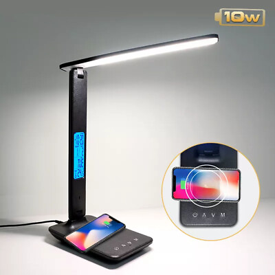 #ad #ad LED Desk Lamp Wireless Charger Eye Caring Table Light Lamp USB Charging Port US $31.99
