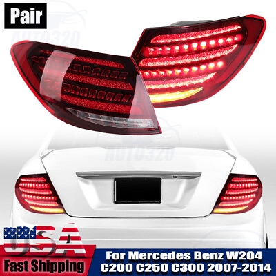 #ad Pair LED Tail Lights For 2007 14 Mercedes Benz W204 C200 C250 C300 Rear Lamp LR $318.86
