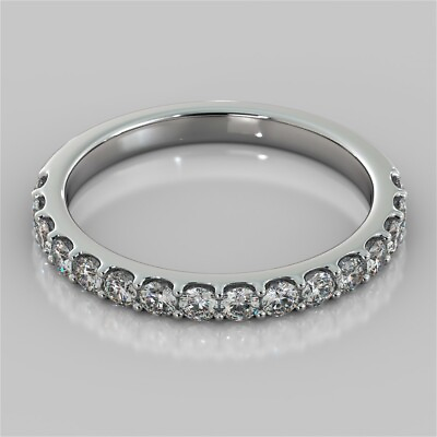 #ad 0.51 Ct Natural Round Diamond Engagement Eternity Ring 950 Solid Platinum Size 5 $628.65
