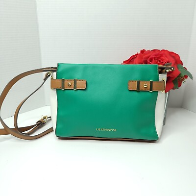 #ad Liz Claiborne Green Multi Classic Style Purse Crossbody Bag $25.00