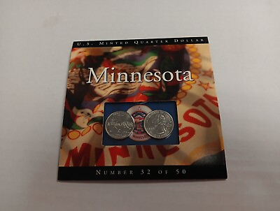 #ad US Minted Quarter Dollar Minnesota Numbered Coin Set Sealed 32 Of 50 $7.97