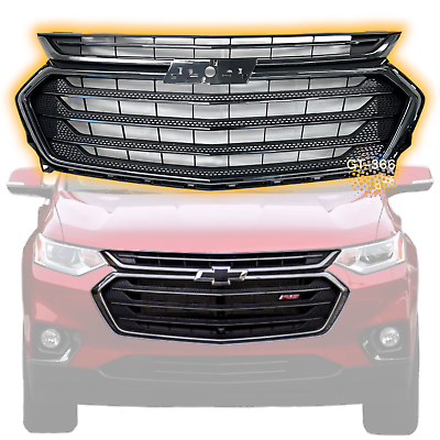 #ad For 2018 2021 Traverse RS Front Bumper Center Upper Grille Smoke Chrome Trim $148.00