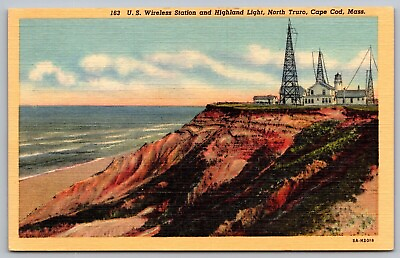 #ad US Wireless Station Highland Light North Truro Cape Cod Massachusetts Postcard $7.75