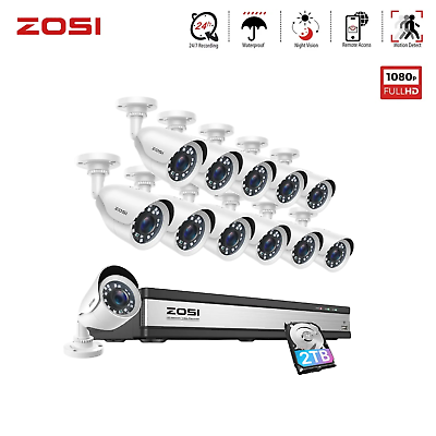 #ad ZOSI 16CH 5MP Security CCTV Camera System Outdoor 24 7View playback Night Vision $314.99