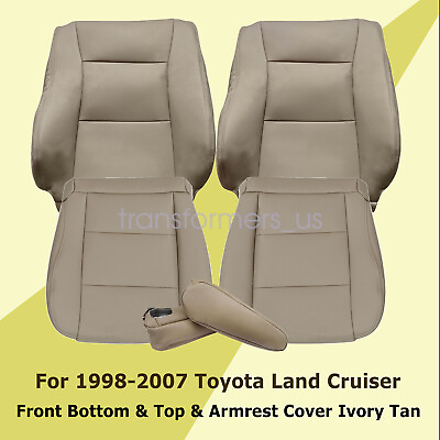 #ad Fits Toyota Land Cruiser 1998 2007 Font Leather Seat Cover amp; Armrest Cover Tan $231.05