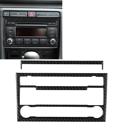 #ad 2PCS Carbon Fiber CD Panel Interior Sticker Trim For Audi A4 S4 2005 08 Type A AU $30.59