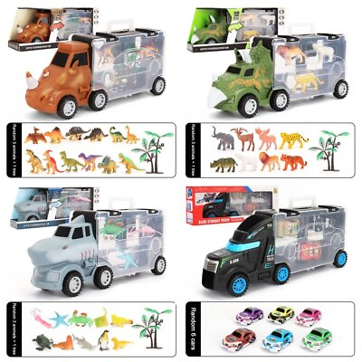 #ad Dinosaur Truck Toys Transport Carrier Car Toy Set Toys For Boys and Girls Gifts $15.98