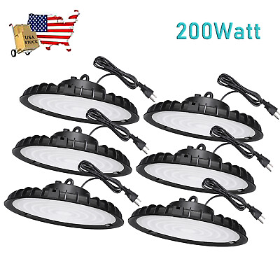 6 Pack 200W UFO Led High Bay Light 200 Watts Commercial Warehouse Factory Lights $220.99