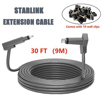 #ad 30FT Internet Replacement Cable Line For Starlink Rectangular Satellite V2 $65.54