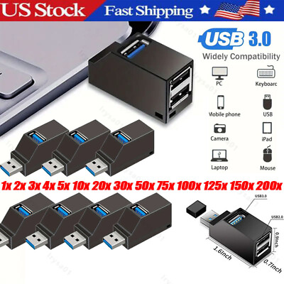 #ad USB3.0 Hub 3Ports Mini Splitter High Speed Data Transfer For PC Laptop wholesale $35.66