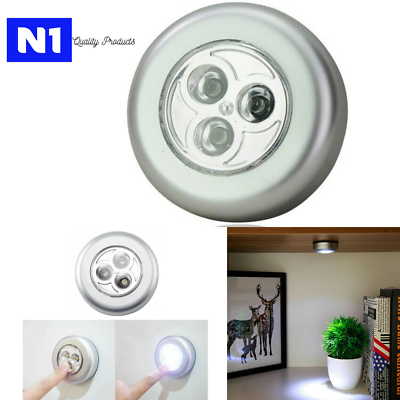 3 LED Touch Push On Off Light Self Stick On Click Battery Operated Lights $5.99