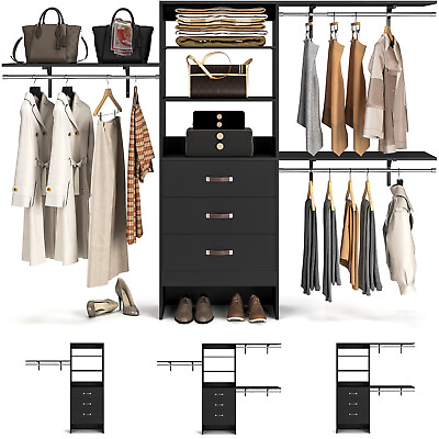 #ad 96quot; Wall Mounted Clothing Rack Heavy Duty Closet System with Drawers amp; Shelves $244.99