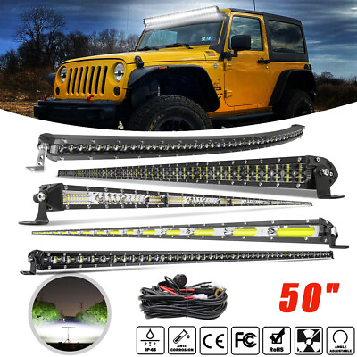 50#x27;#x27; 52inch Rooftop LED Light Bar Driving Offroad Curved Straight SUV Truck UTV $85.98