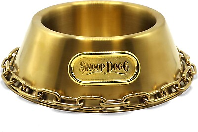 #ad Snoop Doggies Doggs Deluxe Off The Chain Pet Bowl Gold Large $275.00