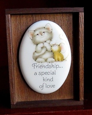 #ad Hallmark FRIENDSHIP...A SPECIAL KIND OF LOVE Plaque Walnut Wood Frame NOS 2.75quot; $6.99