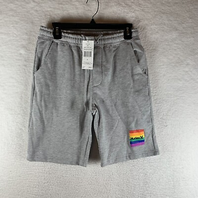 #ad Hurley Pride Square Fleece Shorts Men#x27;s Small Gray Drawstring 9quot; Inseam 7992 $28.00