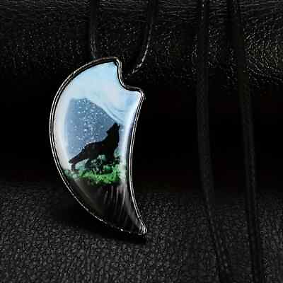 #ad Gothic Wolf Pendant Necklace Resin Landscape Green 3D Men Women Unique Fashion $9.98