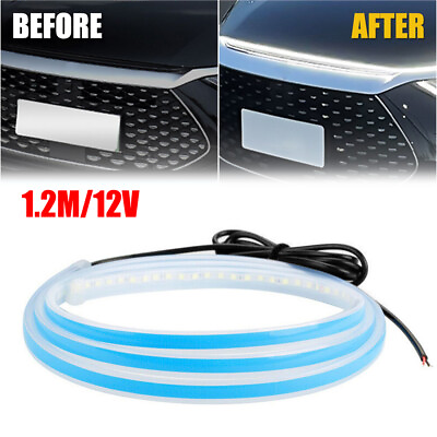 #ad 1.2m LED White Car Hood Daytime Running Light Waterproof Strip Flexible Lamp 12V $8.99
