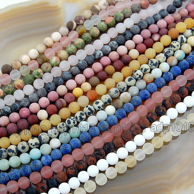 #ad Wholesale Natural Matte Gemstone Round Spacer Loose Beads 4mm 6mm 8mm 10mm 12mm $4.99