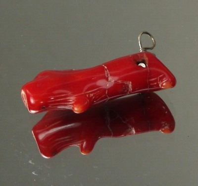 #ad Pendant Died Red Branch Coral Silver Tone Bail Natural Coral Hand Made Charm $16.00