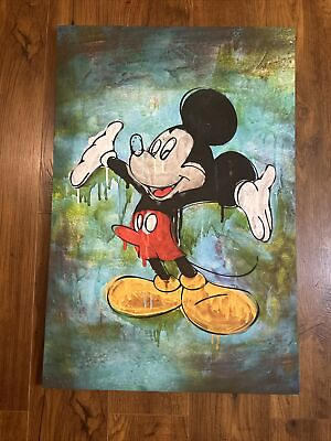 #ad Disney Mickey Mouse And Castle 30x20 Wrapped Canvas Art Print Ready To Hang $42.00
