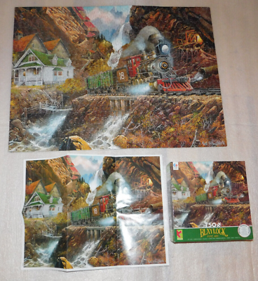 #ad Blaylock Ponderosa Fine Art Jigsaw Puzzle 750 Train Bridge Tunnel Waterfall $18.50