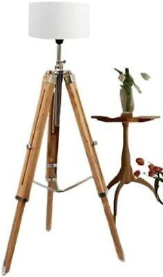 #ad Classic Studio Adjustable Wooden Brown Tripod Floor Lamp Stand For Home Decor $140.00