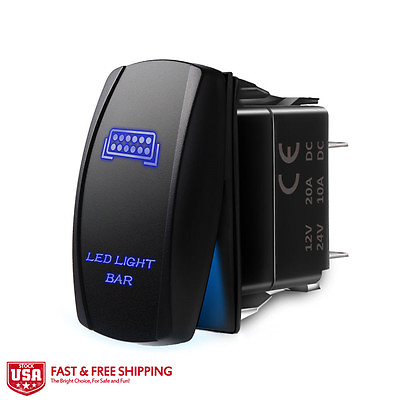 MICTUNING 12V 5pin Laser Rocker Switch SPST Blue LED Light Bar LED Light ON OFF $7.69