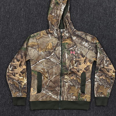 #ad Under Armour Women#x27;s Size S Basic Jacket Jacket Green Polyester Soft Hood Pocket $41.58
