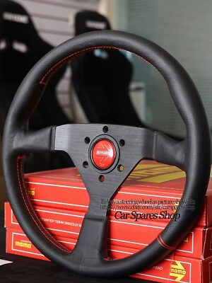 #ad MOMO MonteCarlo 350mm 14#x27; Genuine Leather Thickened Spoke Sport Steering Wheel $89.10