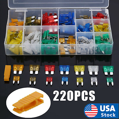 220pc Blade Fuse Assortment Auto Car Truck Motorcycle FUSES Kit ATC ATO ATM USA $10.59