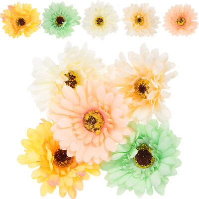 #ad 10Pcs Autumn Gerbera Flowers Faux Daisy Flowers Heads Decorative Flower Seaside $10.02