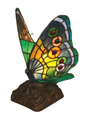 #ad Tiffany Style Butterfly Accent Table Lamp Night Light 10quot; Tall Stained Glass $79.97