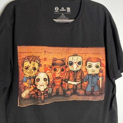 #ad Chuch Horror Movie Killer Line Up Shirt Black Freddy NIghtmare Jason Mens XL $15.99