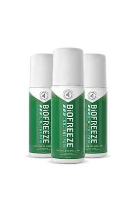 #ad 3 Pack Biofreeze Roll On 3 Oz Each Relief Gel Travel Size Exp 9 25 Cool The Pain $31.99