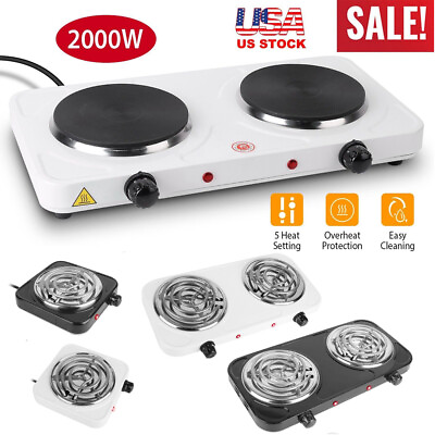#ad 2000W Portable Electric Double Burner Hot Plate Cooktop Stove Cooking Countertop $20.75