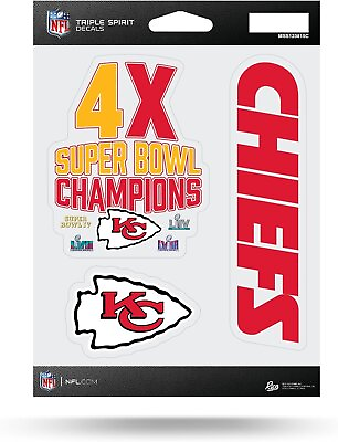 #ad Kansas City Chiefs 4X Super Bowl Champions 5x7 Inch Triple Sticker Sheet... $13.79