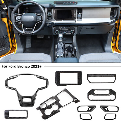 #ad 10x Interior Decoration Cover Trim For Ford Bronco 2021Carbon Fiber Accessories $184.49