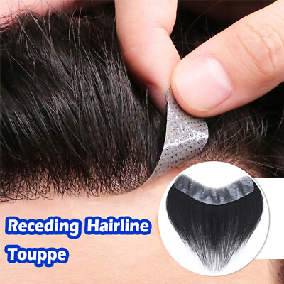 #ad Small Mens Toupee for Mens Receding Hairline 100% Human Hair Replacement System $44.69