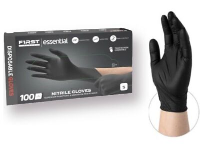 #ad First Glove Black Nitrile Light Industrial Disposable Gloves 3 Mil Latex Free $10.99
