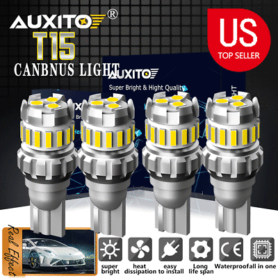 #ad 4X AUXITO Canbus 912 921 T15 W16W White LED Bulb For Car Backup Reverse Light $12.99